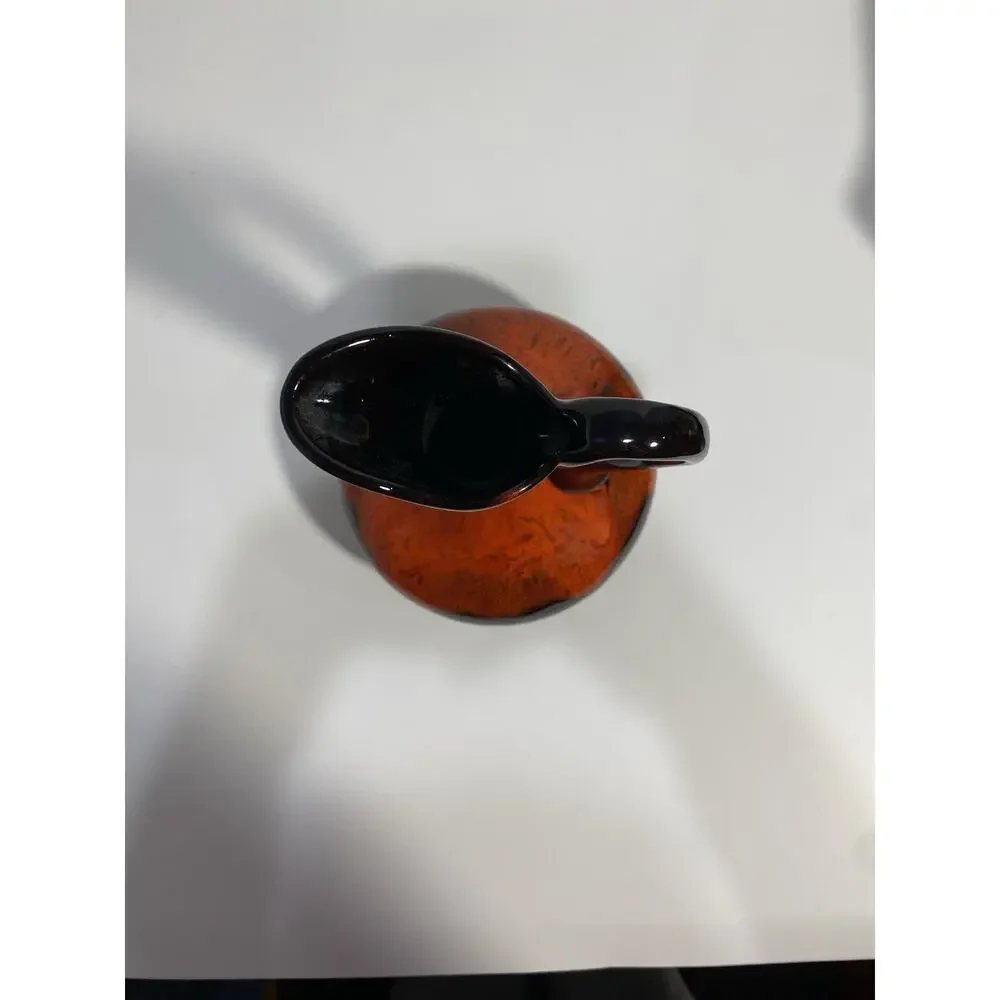 Vintage Mid Century Evangeline Lava Vase Pottery Red And Black